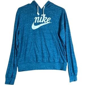 Nike Womens Sweatshirt Blue Pullover Hooded Kangaroo Pocket Lightweight Medium
